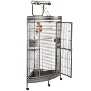 Corner Parrot Cage with Play Gym Top – Antique